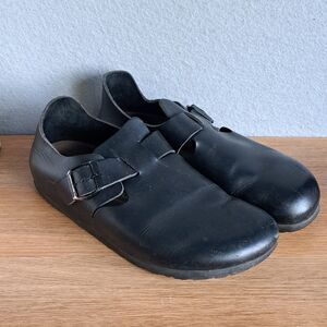 Birkenstock London Unisex 40 Black Leather Closed Toe Comfort Sandals Clogs